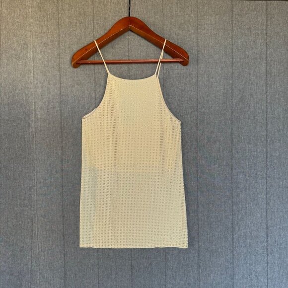 Y2k Sheri Bodell Cream Gold Drop Embellished Slinky Open Side Strappy Top - Picture 5 of 13